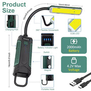 פנס עבודה LED נייד, נטען ומגנטי, הכולל צוואר גמיש (Gooseneck) המאפשר כיוונון ב-360 מעלות ווו תלייה.