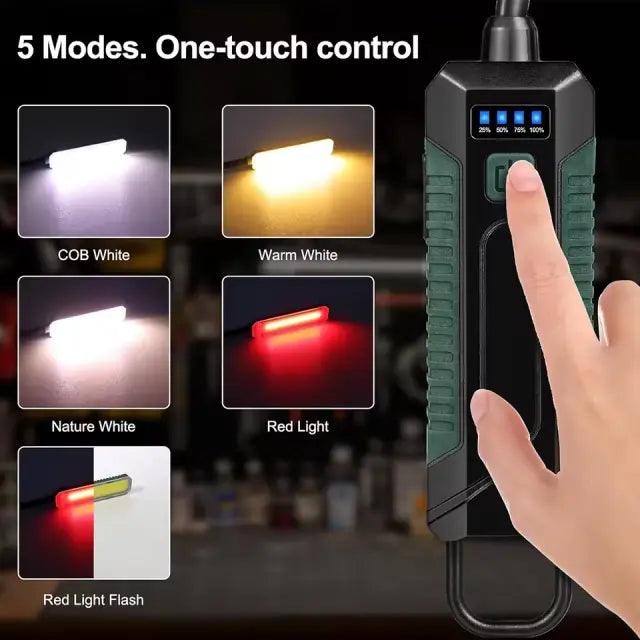 Rechargeable Magnetic Portable LED Work Light with 360° Flexible Gooseneck Design Hook Work Flashlight