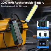 פנס עבודה LED נייד, נטען ומגנטי, הכולל צוואר גמיש (Gooseneck) המאפשר כיוונון ב-360 מעלות ווו תלייה.