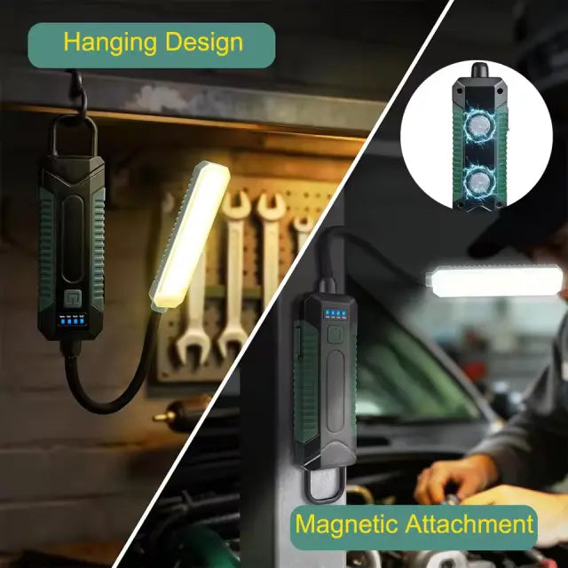 Rechargeable Magnetic Portable LED Work Light with 360° Flexible Gooseneck Design Hook Work Flashlight