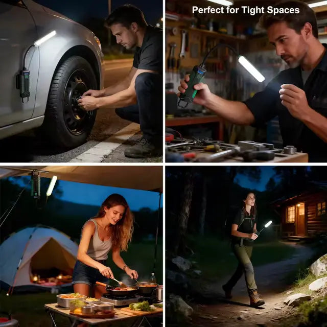 Rechargeable Magnetic Portable LED Work Light with 360° Flexible Gooseneck Design Hook Work Flashlight