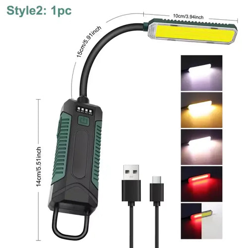 Rechargeable Magnetic Portable LED Work Light with 360° Flexible Gooseneck Design Hook Work Flashlight