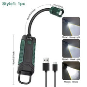 פנס עבודה LED נייד, נטען ומגנטי, הכולל צוואר גמיש (Gooseneck) המאפשר כיוונון ב-360 מעלות ווו תלייה.
